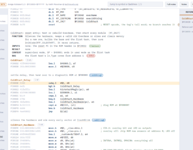 The Kick13 Explorer showing exec.library's ColdStart routine